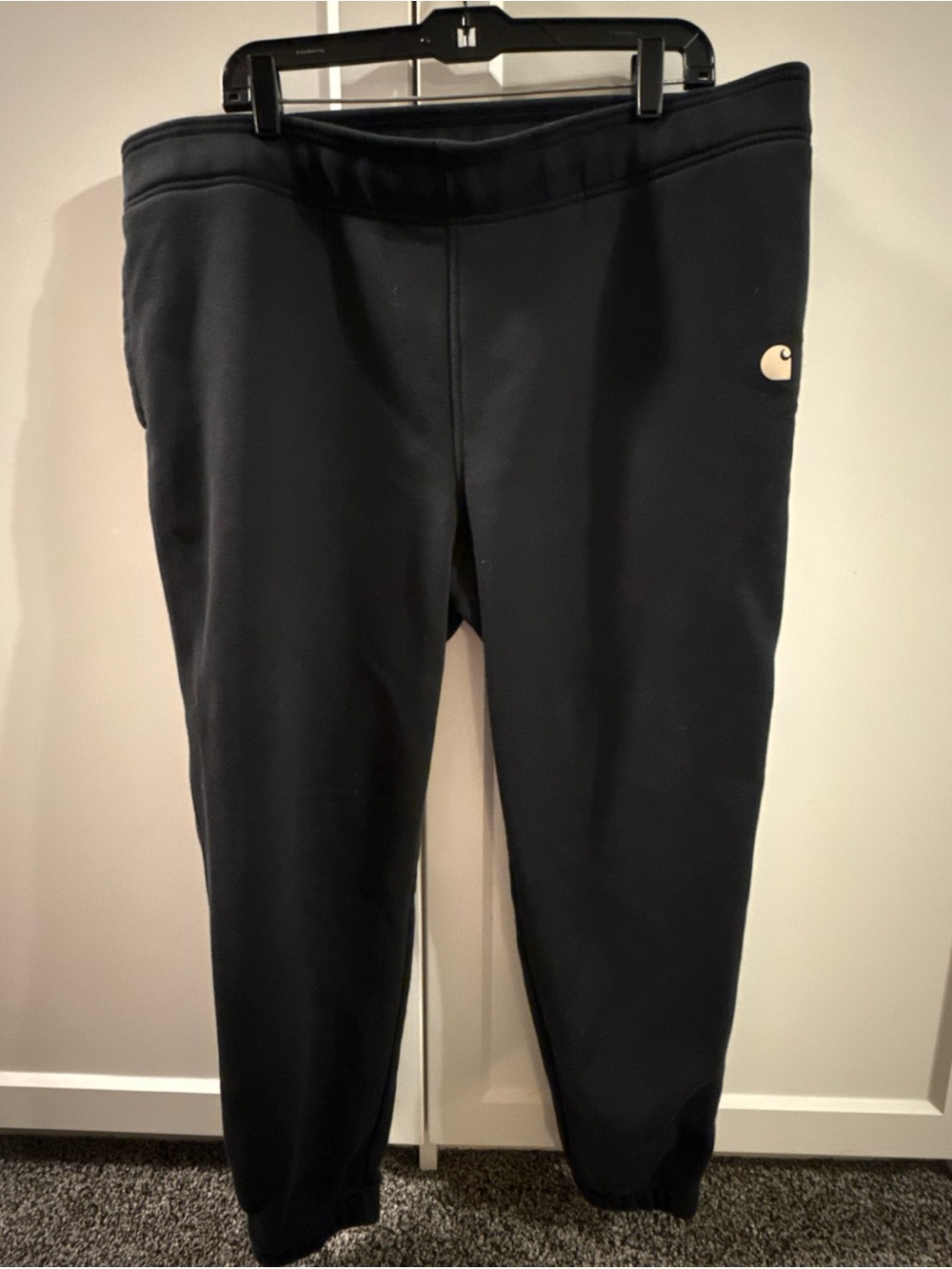 Carhartt Women’s 1X 16-18 Black Fleece Jogger Sweatpants Logo Cuffed